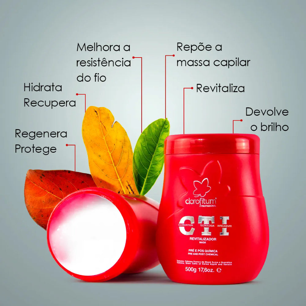 Clorofitum CTI Revitalizador Máscara Pré e Pós Química 500 gr